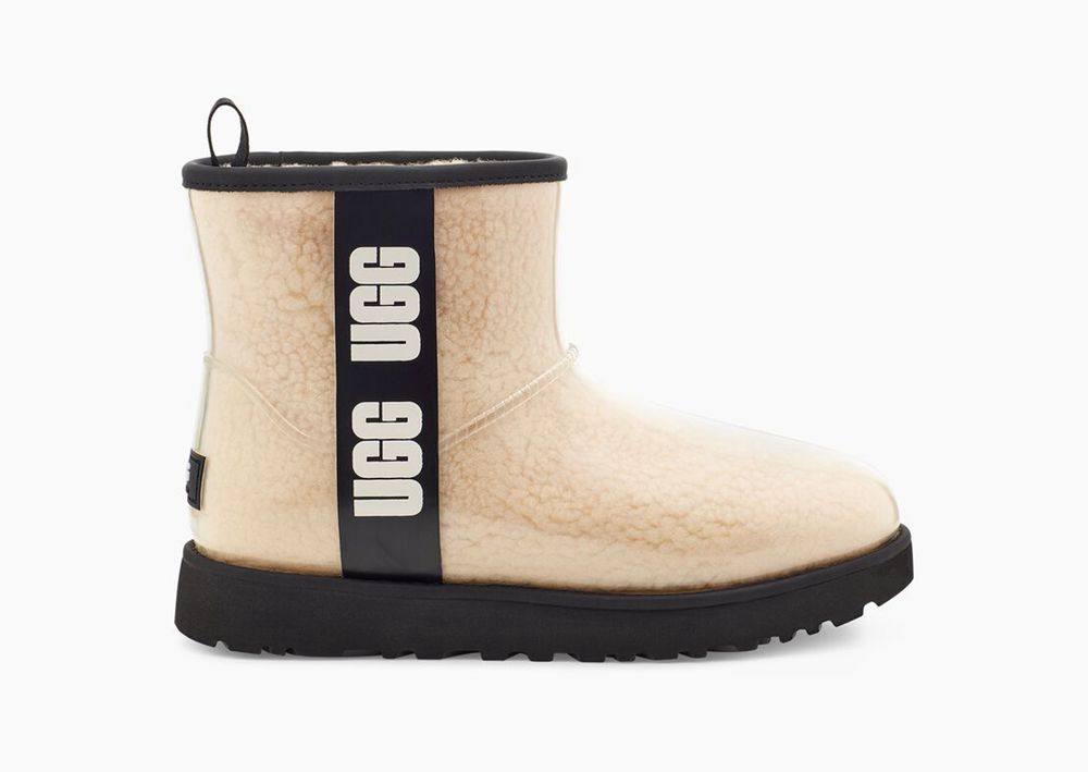 Ugg Mini Boot Womens - Ugg Classic Clear Mini Beige / Black - 972KUIGTP